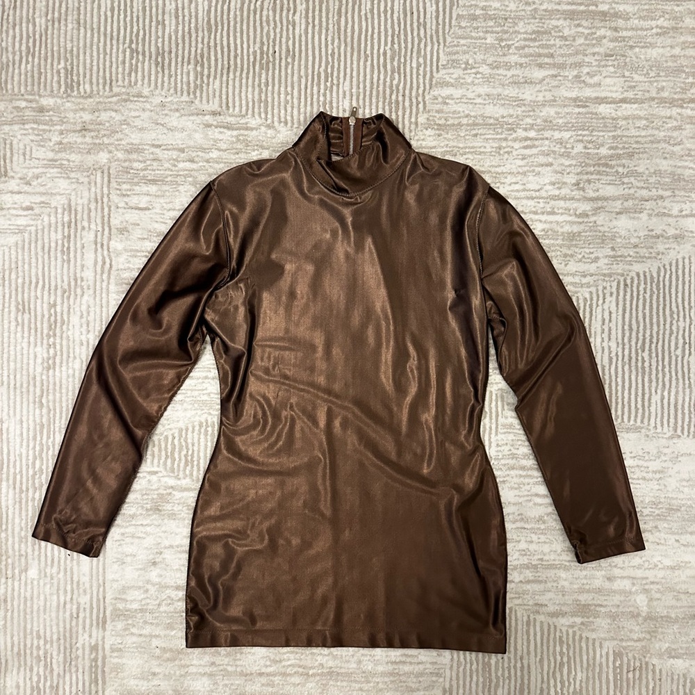 Jean Paul Gaultier JPG Brown Fitted Long Sleeve Mini Dress